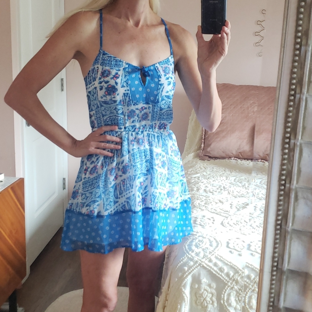 Hollister Mini Sundress in Aqua Blue - Size S